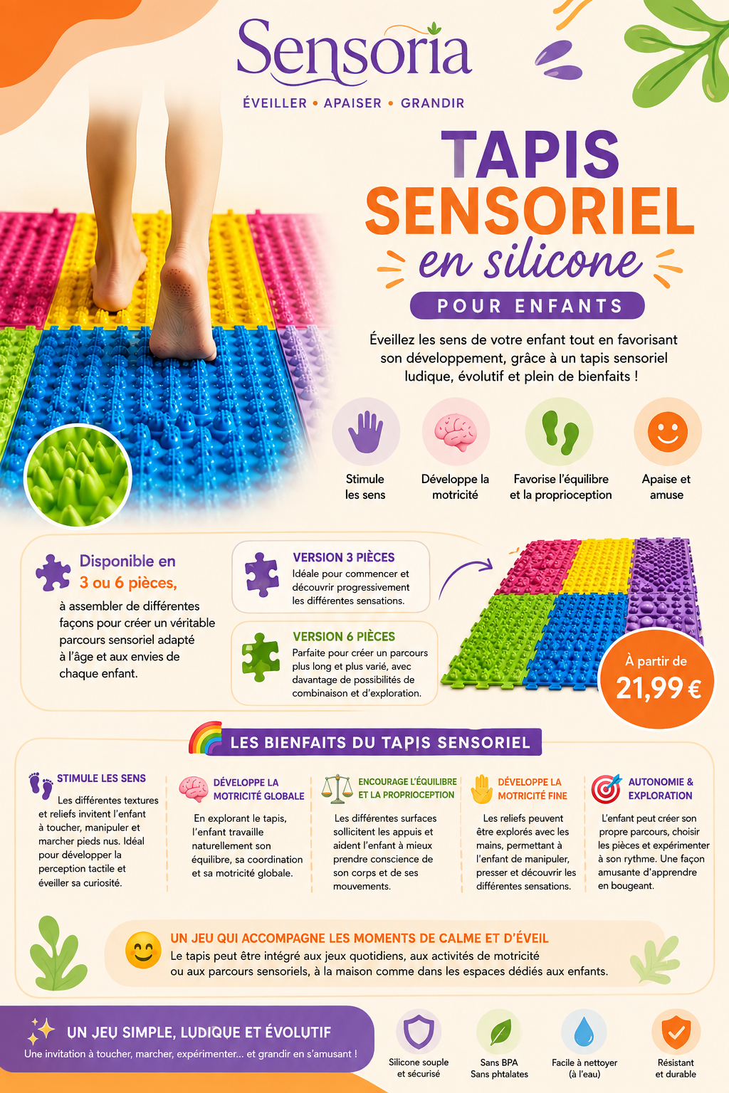 Tapis sensoriel en silicone