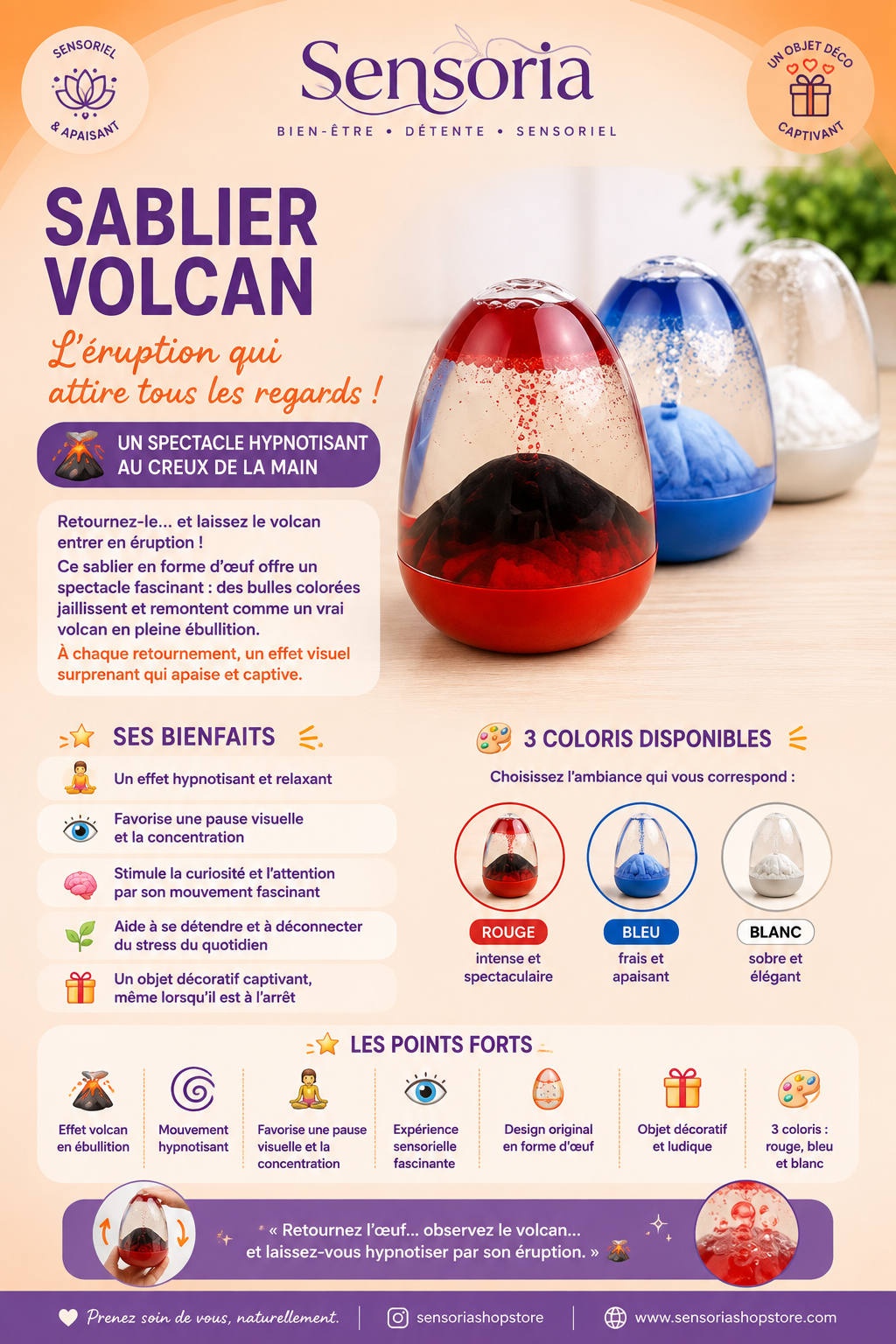 Sablier Volcan - 3 coloris