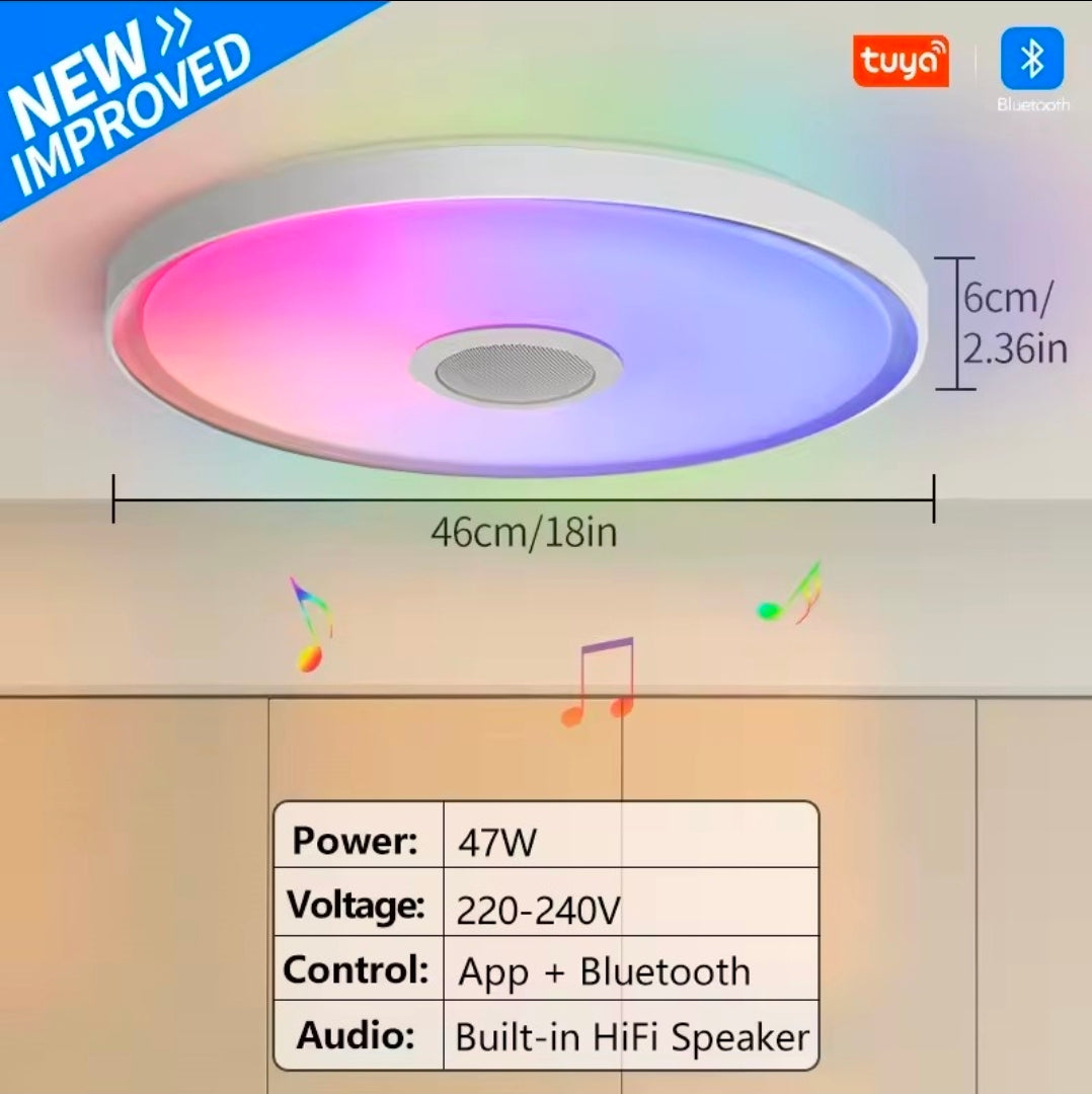 Plafonnier intelligent - Led et Haut-parleur Bluetooth - (3 tailles)