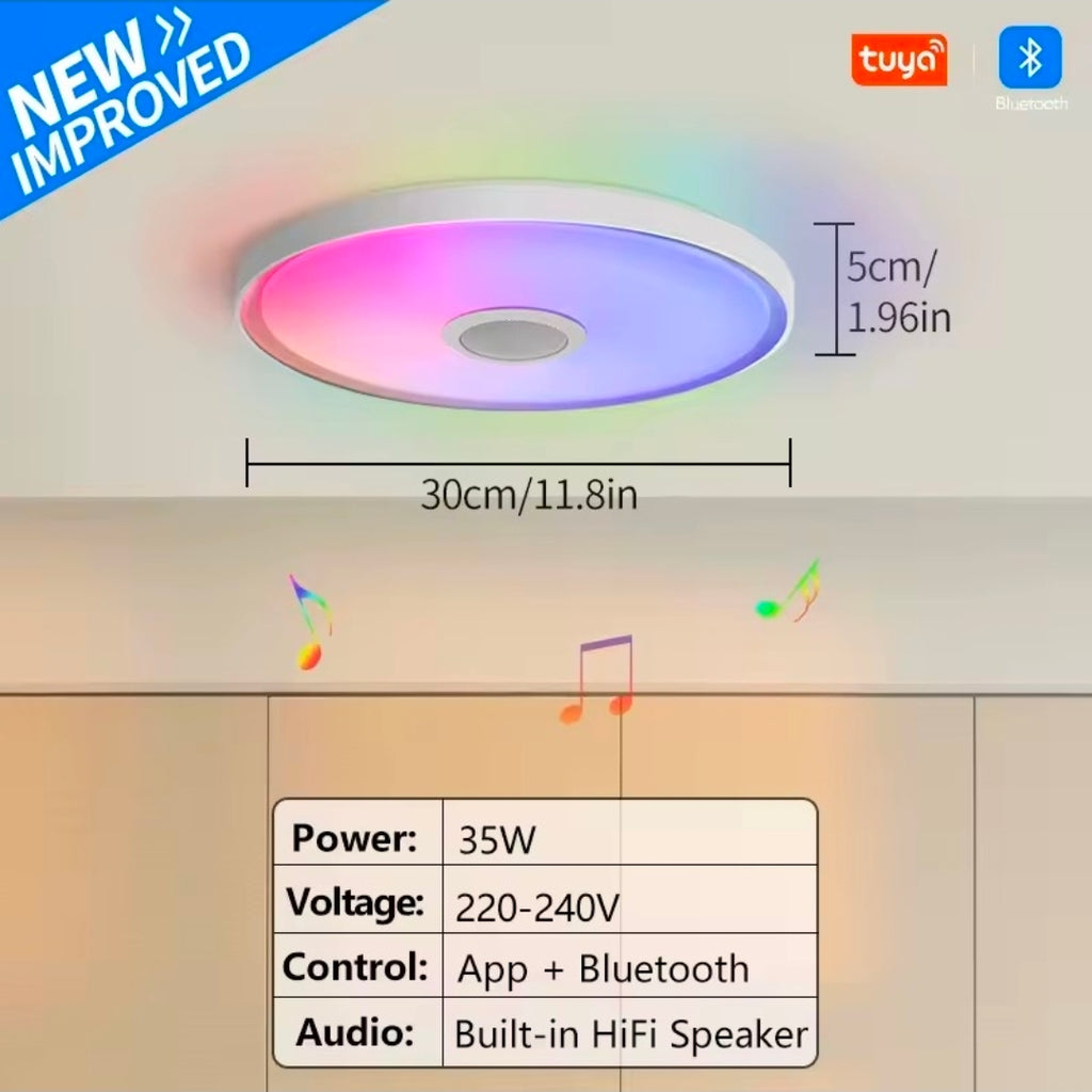Plafonnier intelligent - Led et Haut-parleur Bluetooth - (3 tailles)