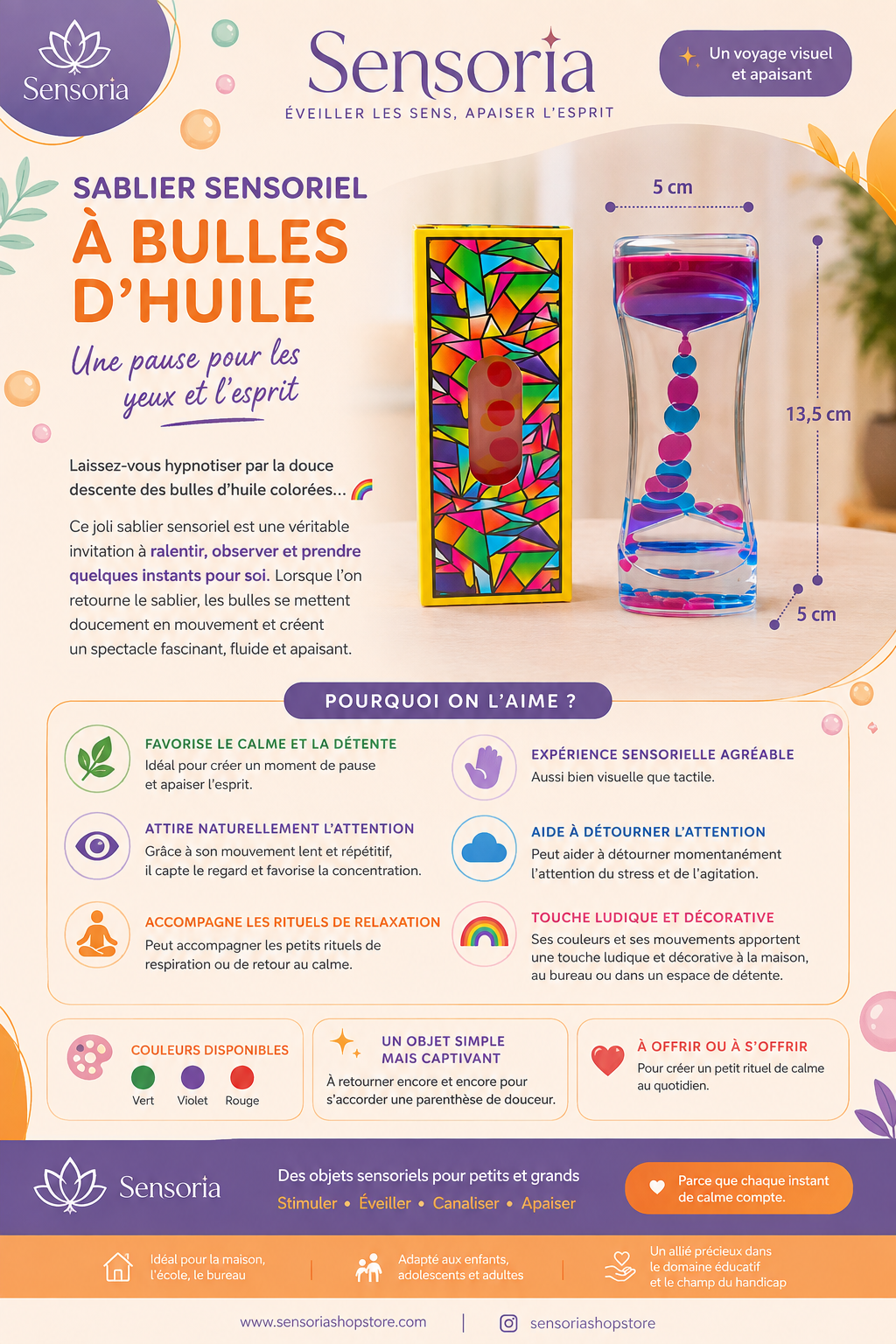 Sablier d'huile colorées